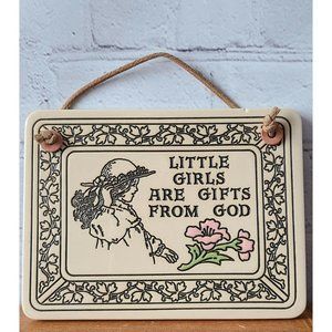 Trinity Pottery Handcrafted "Little Girls Are Gifts From God" Wall Plaque WI USA
